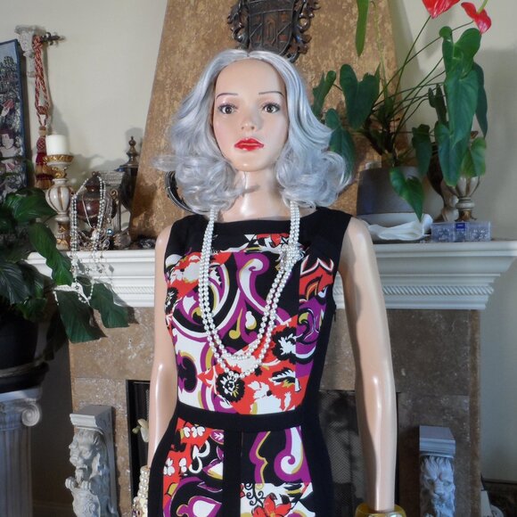 Etro Black Sheath Dress with Multicolor Floral Print Panels – IT 44 / US 8 - Picture 7 of 16